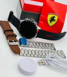 FERRARI ROUND STRUCTURED SMARTWATCH with (3) DIFFERENT STRAP